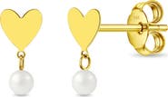 In Season Jewelry 14k Heart Pearl Drop Girl Earrings