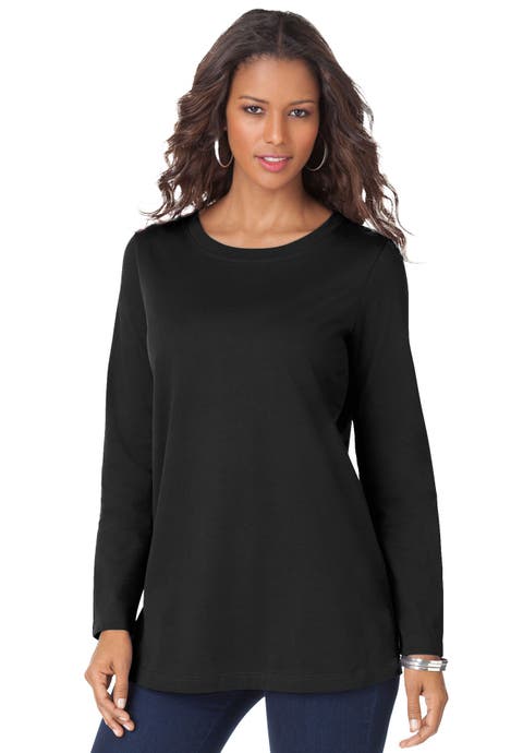 Plus Size Ultimate Cotton Crewneck Long Sleeve Tee