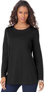 Roaman's Plus Size Ultimate Cotton Crewneck Long Sleeve Tee (plus)