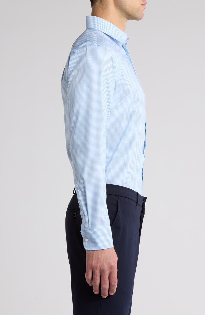 Nordstrom Trim Fit Gingham Premium Performance Dress Shirt, Alternate, color, Blue Gingham Check