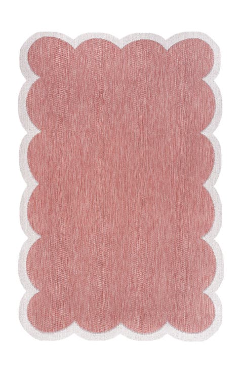Alice Classic Cottage Two-Tone Scalloped Indoor/Outdoor Shaped Area Rug