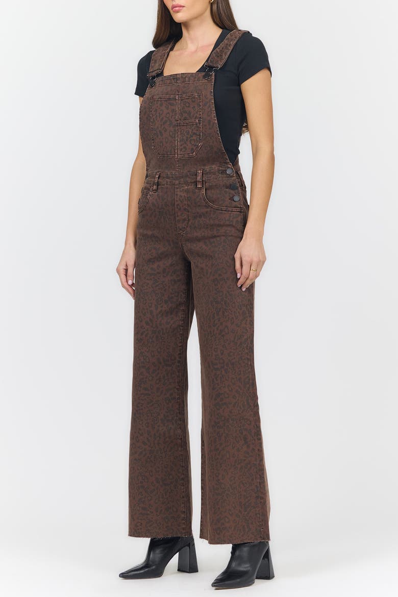 Fiona Leopard Print Overalls Jeans, Alternate, color, Brown Leopard