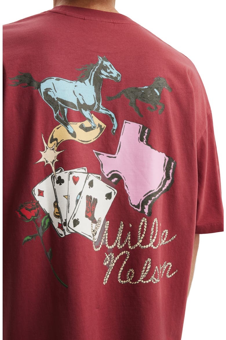 Men's Cropped Fit Music T-Shirt, Alternate, color, Garnet Red  Willie Nelson -