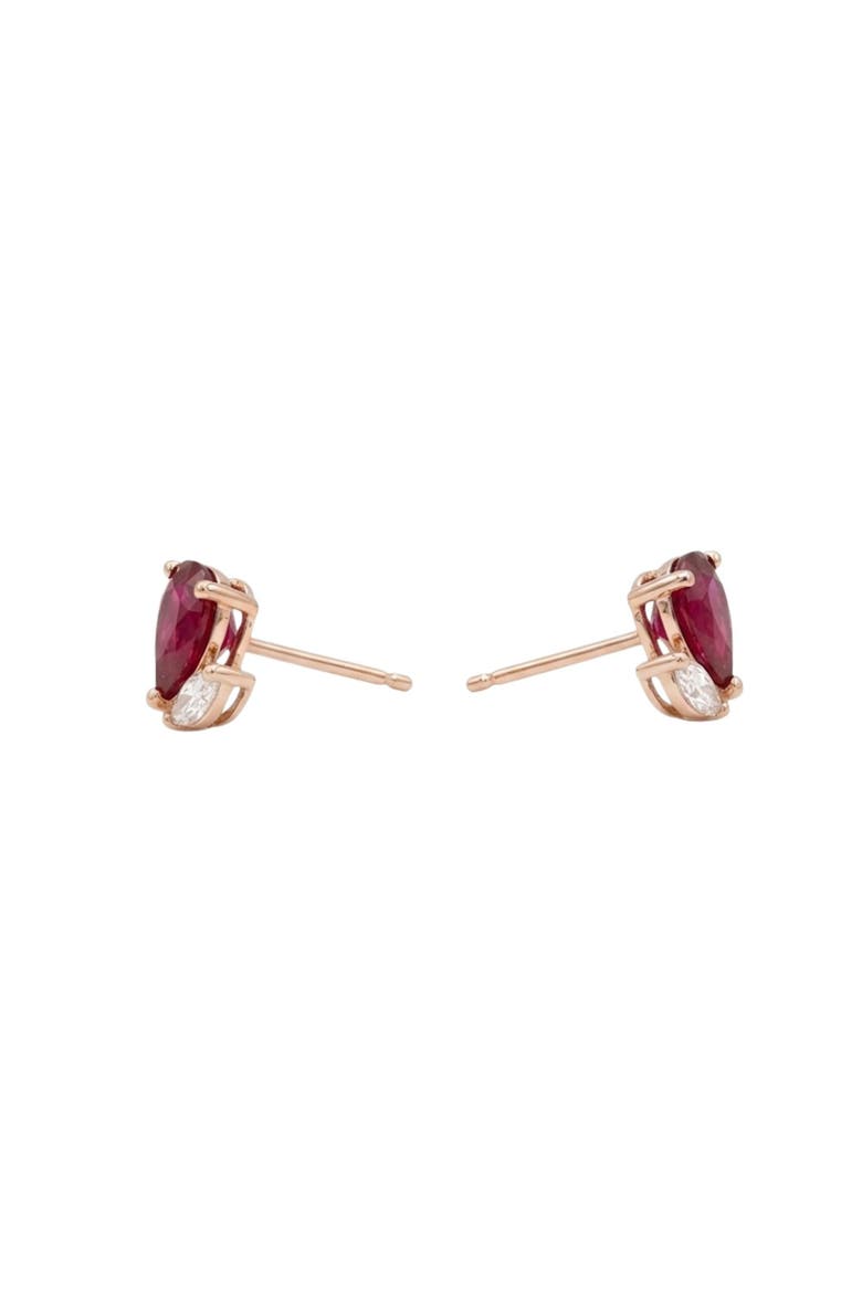Pear Ruby & Diamond Marquise Studs, Alternate, color, Burgundy
