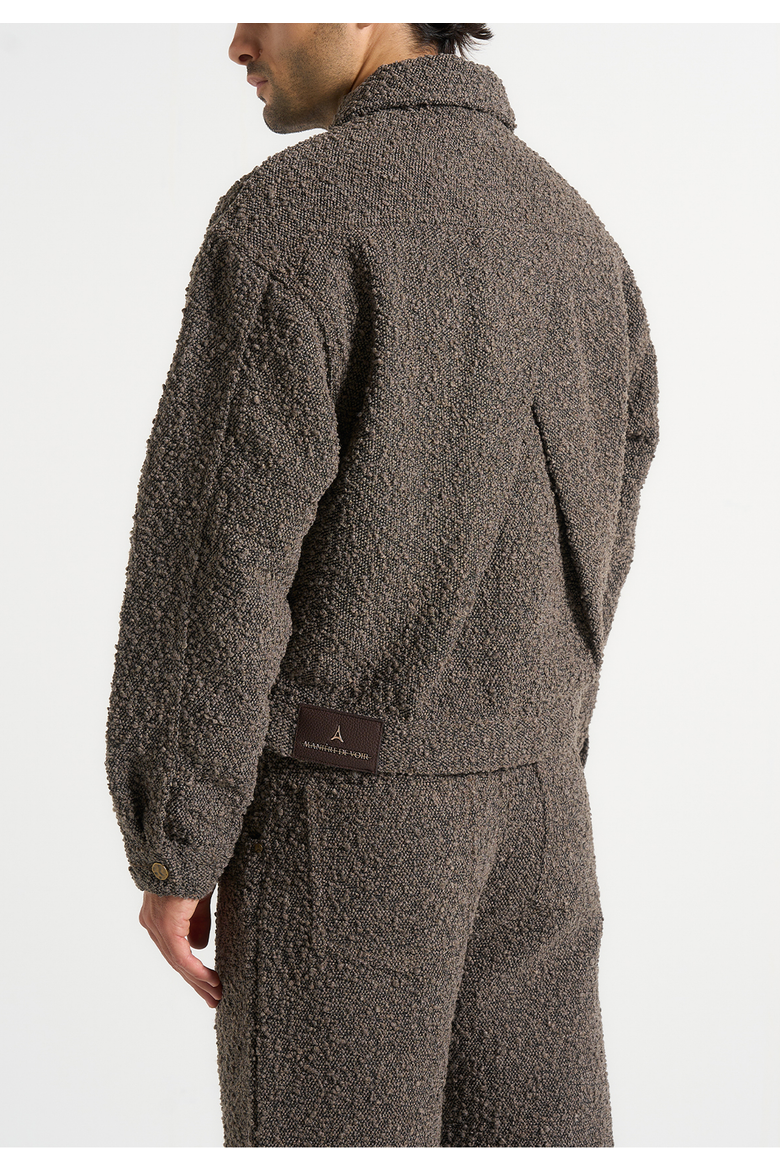 Damien Textured Boucle Jacket With Back Detail, Alternate, color, Brown