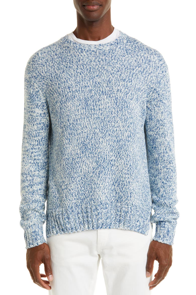 Mélange Silk & Linen Crewneck Sweater, Main, color, LIGHT BLUE