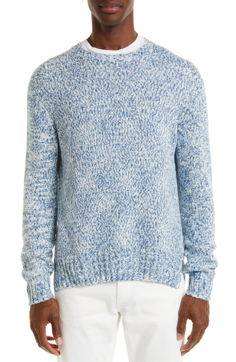 ZEGNA Mélange Silk & Linen Crewneck Sweater, Main, color, 