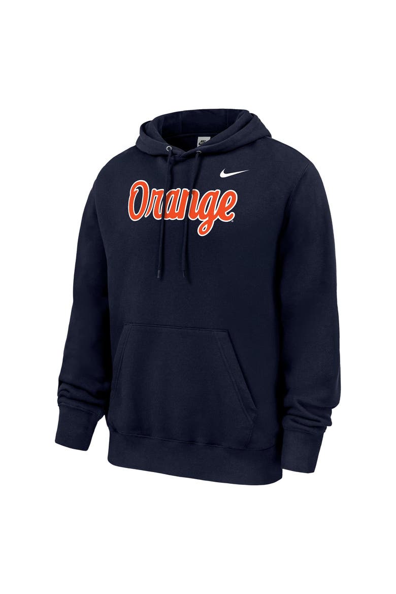 Men's Nike  Navy Syracuse Orange Script Club Fleece Hoodie, Alternate, color, Navy