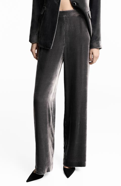 Silvie Straight Leg Velvet Trousers