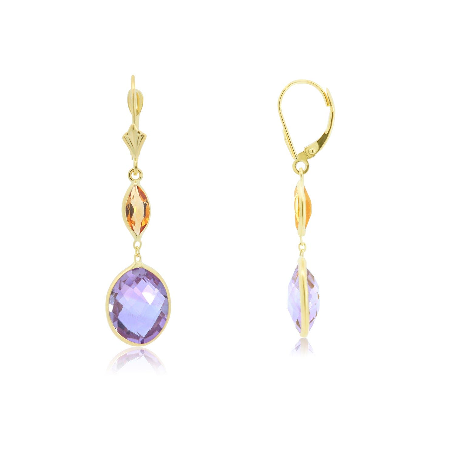 The Lovery Fine Jewelry Amethyst and Citrine Drop Dangle Earrings 