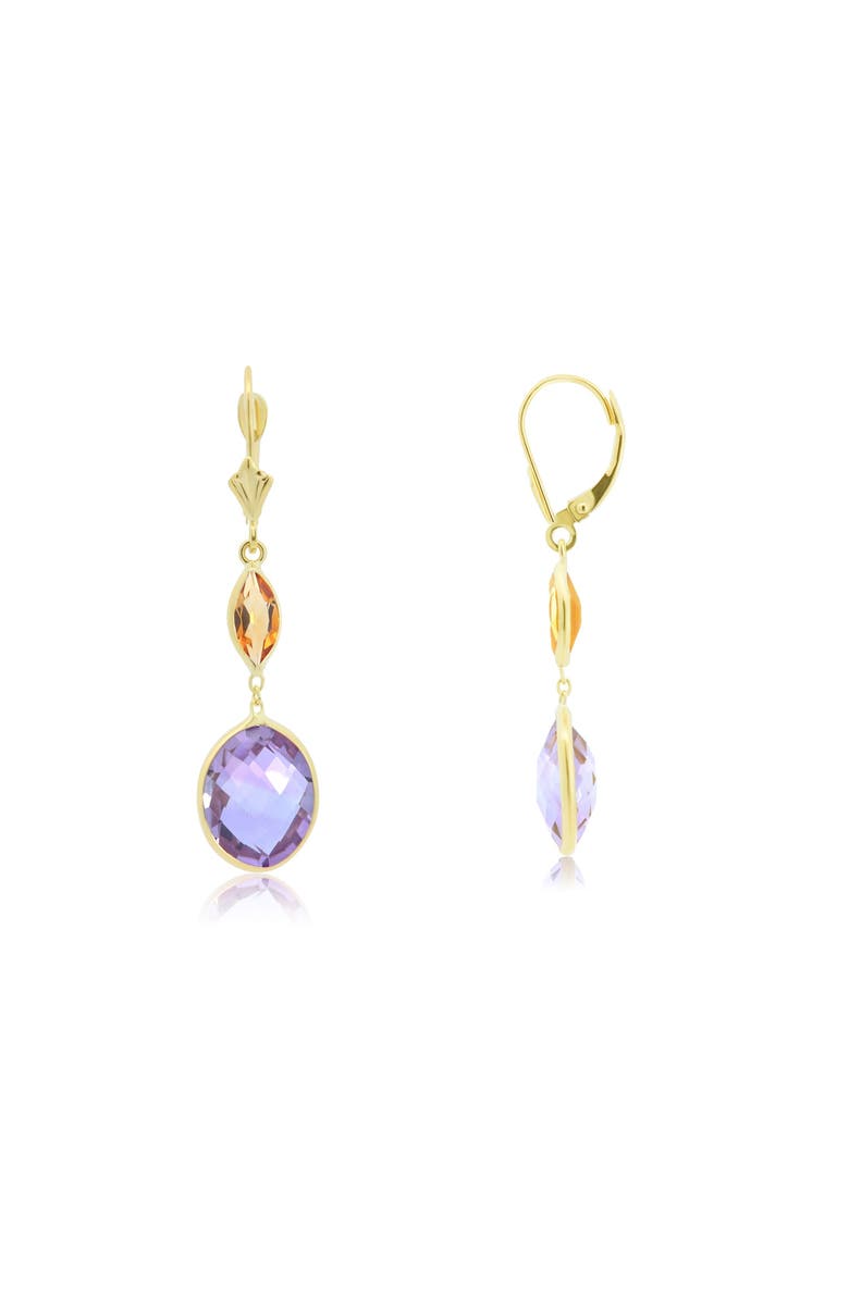 The Lovery Fine Jewelry Amethyst and Citrine Drop Dangle Earrings, Main, color, Amethyst