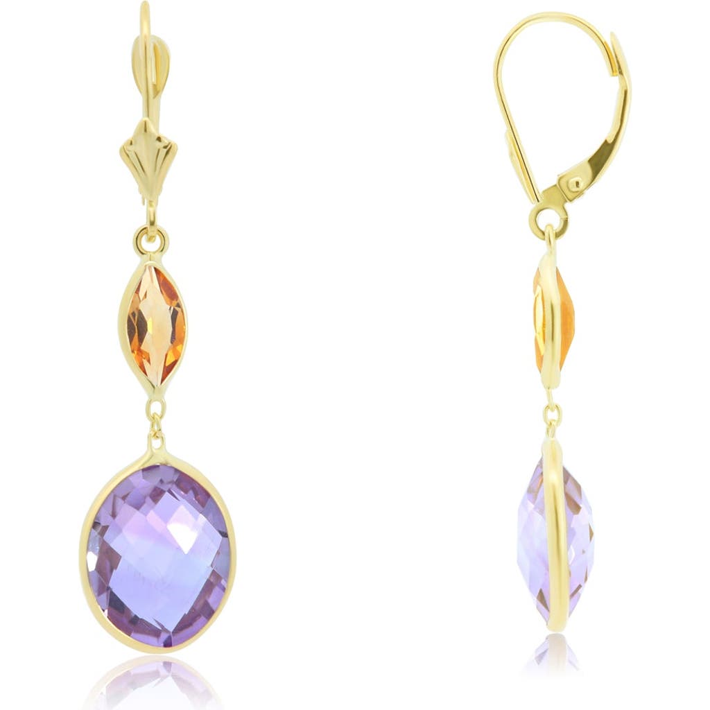 The Lovery Fine Jewelry Amethyst And Citrine Drop Dangle Earrings In Purple
