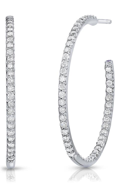 Large Pavé Diamond Inside Out Hoop Earrings