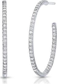 Roberto Coin Large Pavé Diamond Inside Out Hoop Earrings
