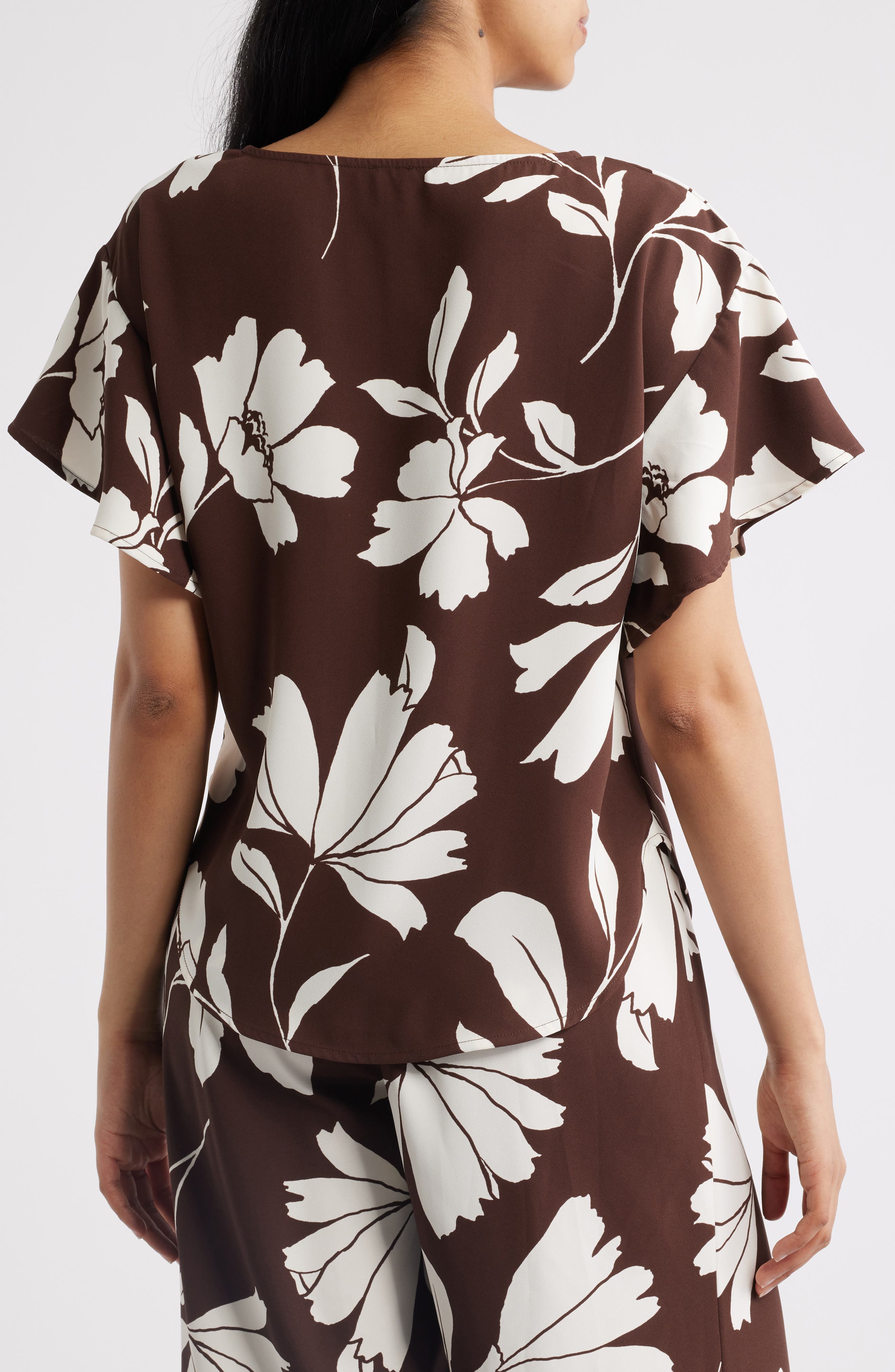 Floral Flutter Sleeve Top - image 2