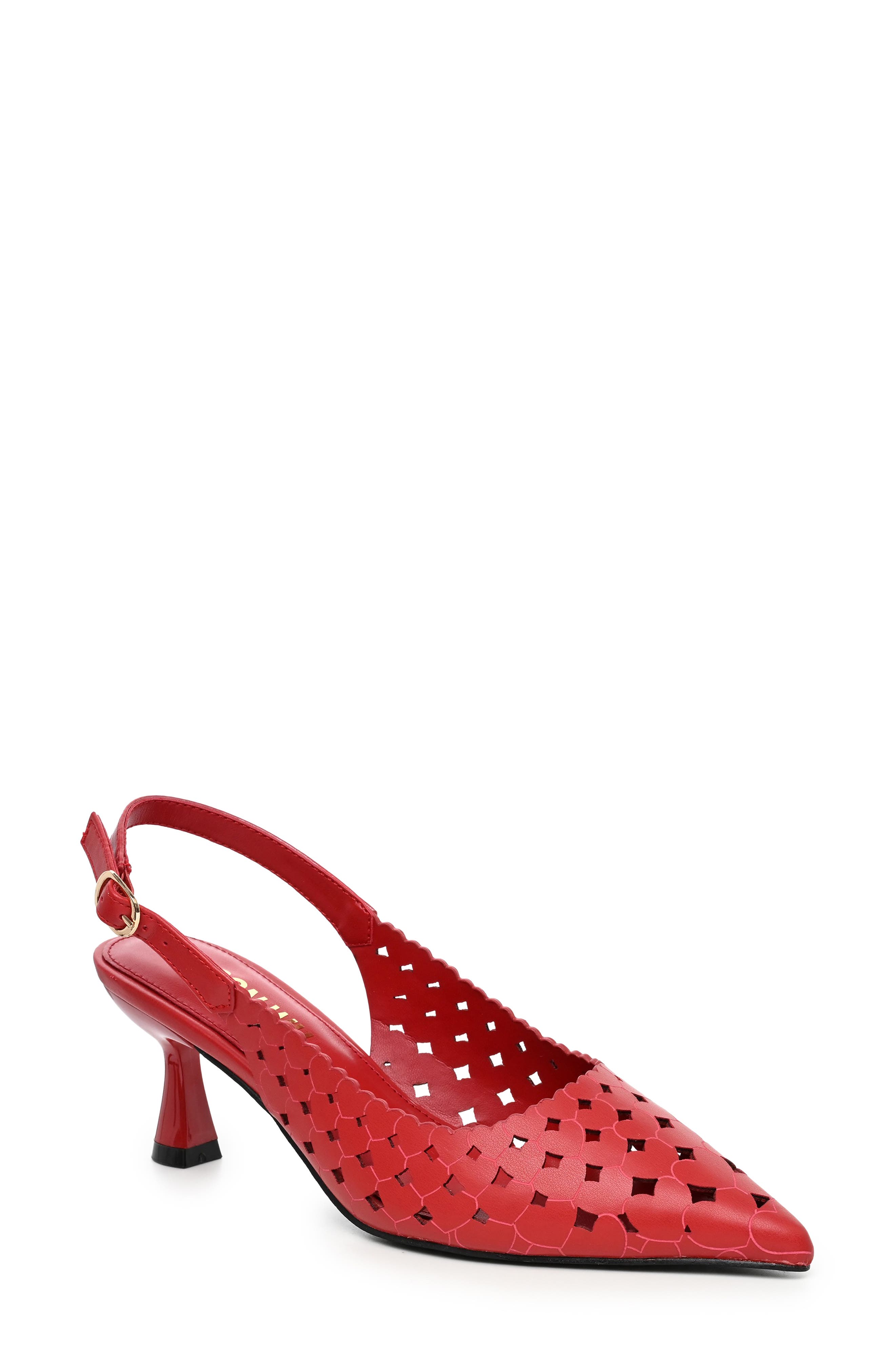 Lovey Slingback Faux Leather Pump, Main, color, RED