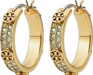 Tory Burch Small Icon Pave Hoop Earrings