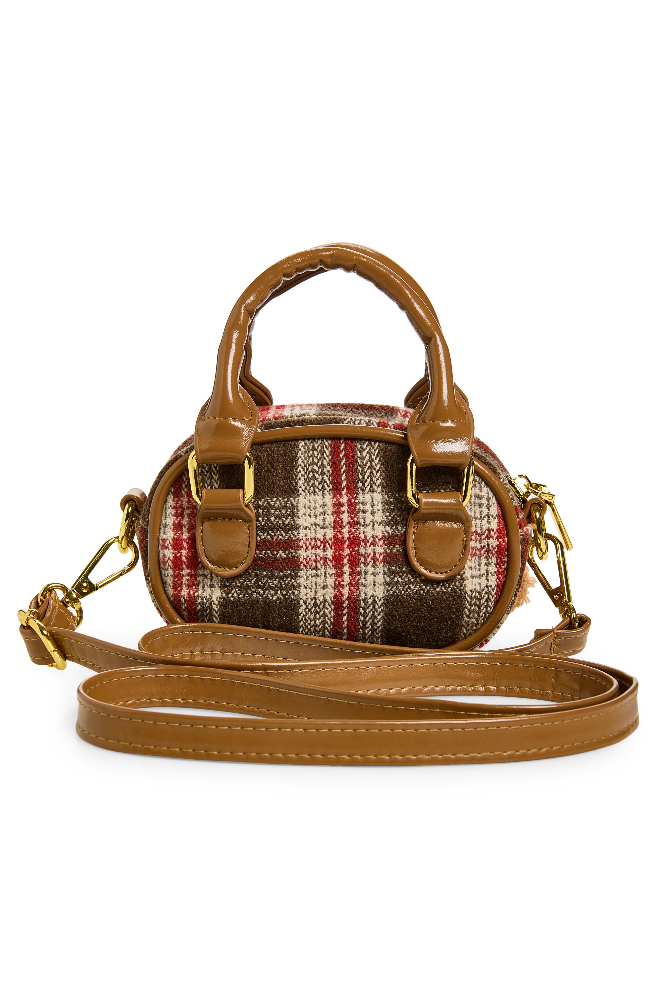 Kids' Plaid Flannel Mini Bag, Alternate, color, BROWN