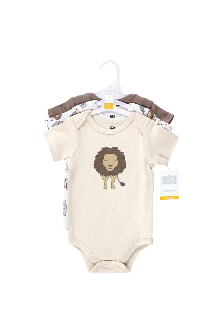 Cotton 3-Piece Bodysuit Bundle, Alternate, color, Safari Lion