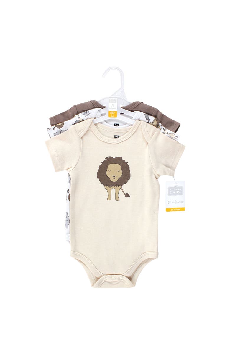 Hudson Baby Cotton 3-Piece Bodysuit Bundle, Alternate, color, Safari Lion