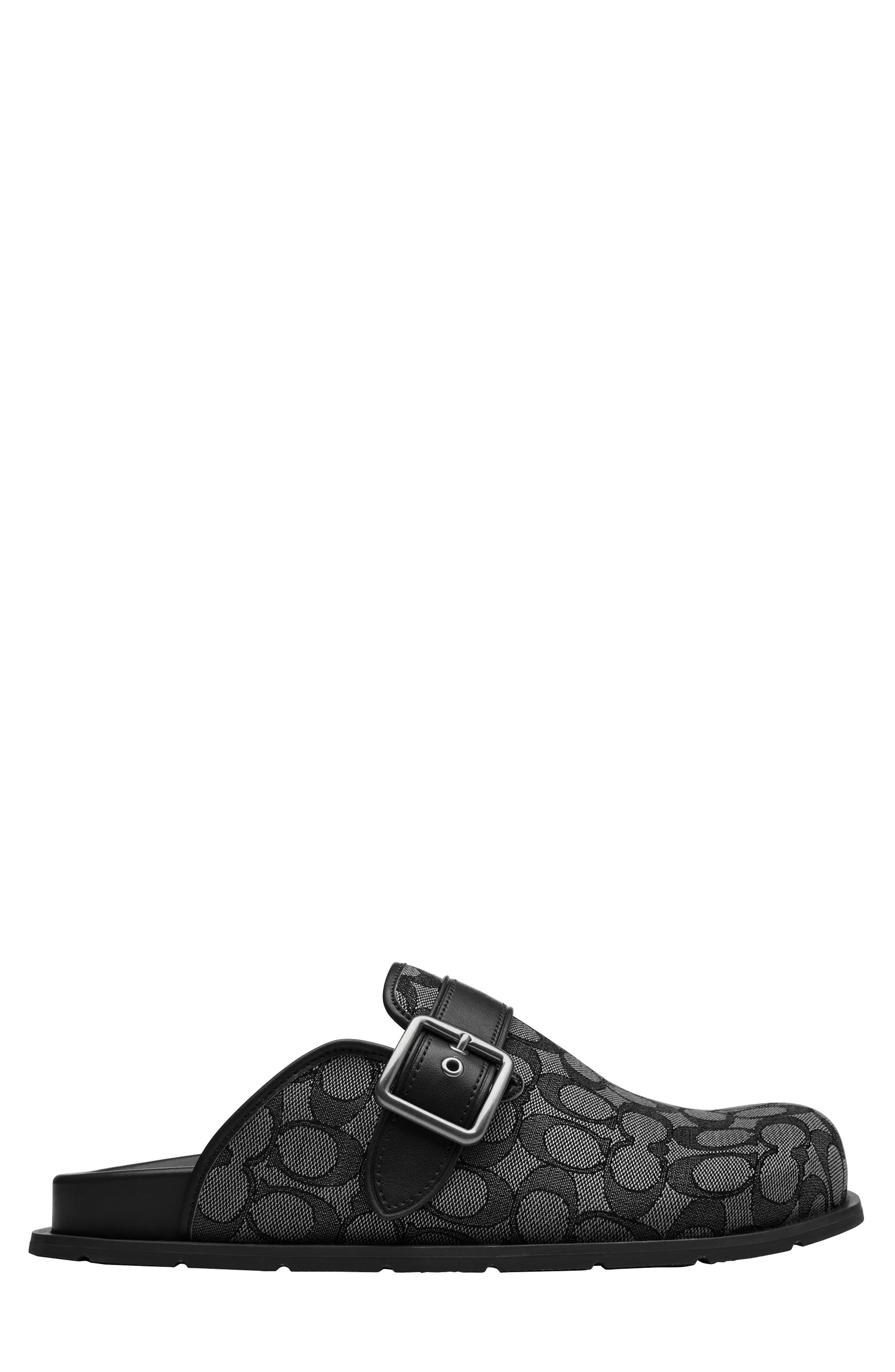 COACH Signature Jacquard Buckle Clog, Alternate, color, Graphite/ Black