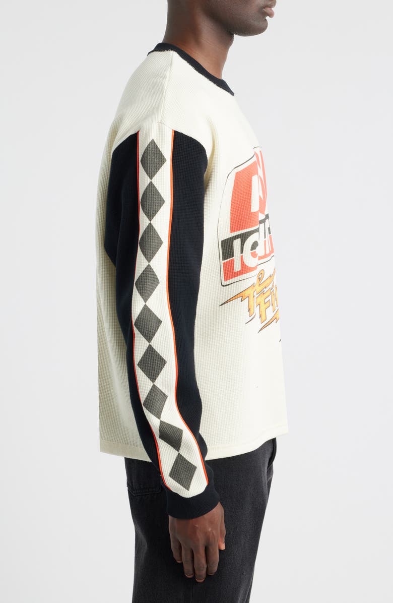 DIET STARTS MONDAY DSM Ignition Long Sleeve Waffle Graphic T-Shirt, Alternate, color, Antique White/Black