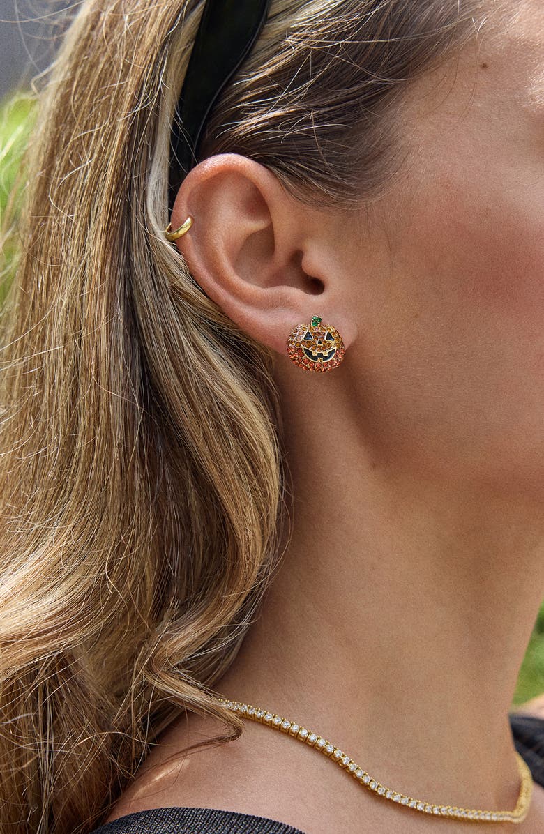 BaubleBar Pumpkin Spice & Shine Stud Earrings, Alternate, color, Orange