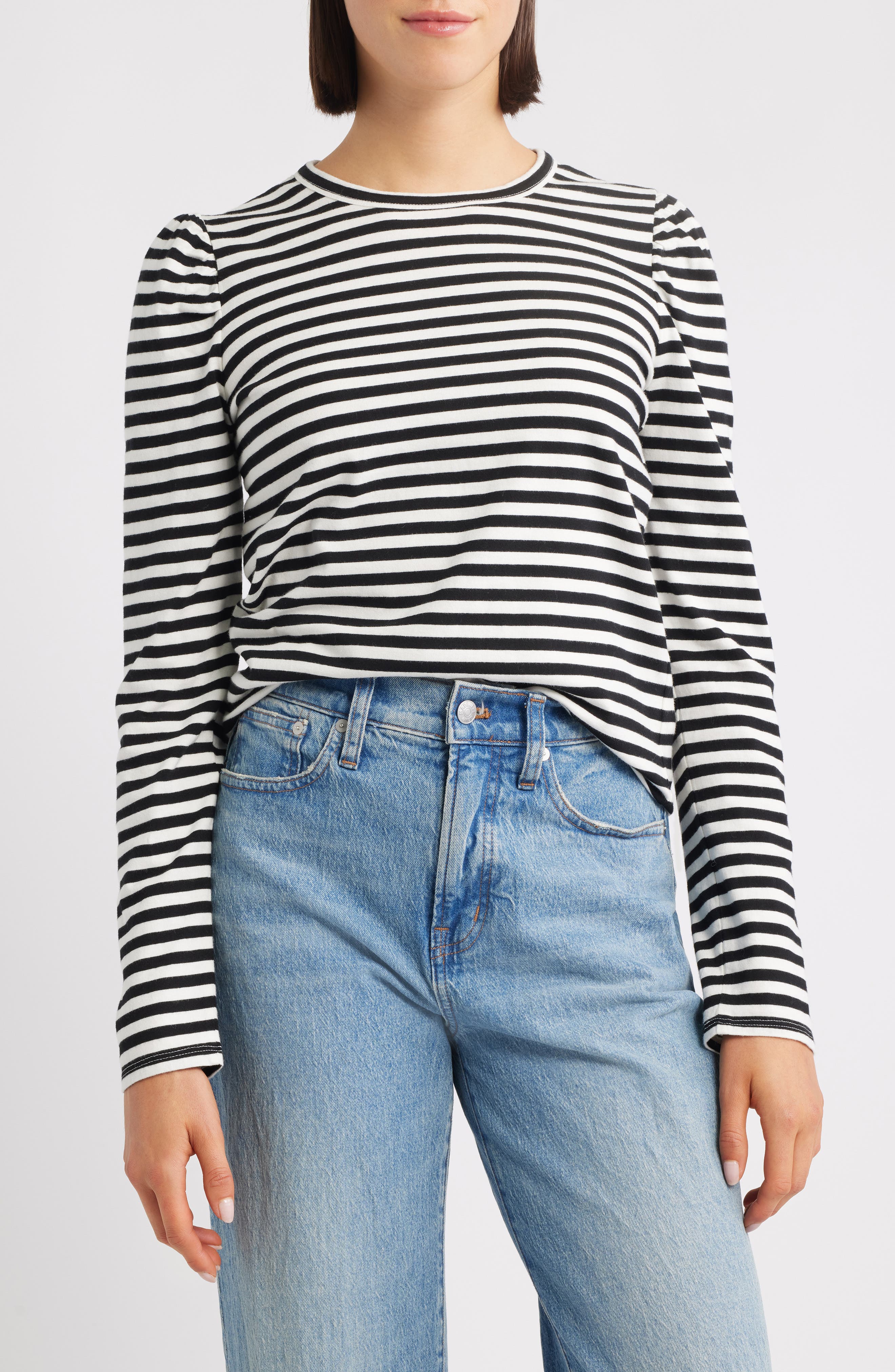 Madewell Easy Puff Long Sleeve Stripe Top