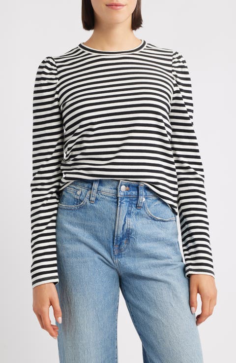 Easy Puff Long Sleeve Stripe Top
