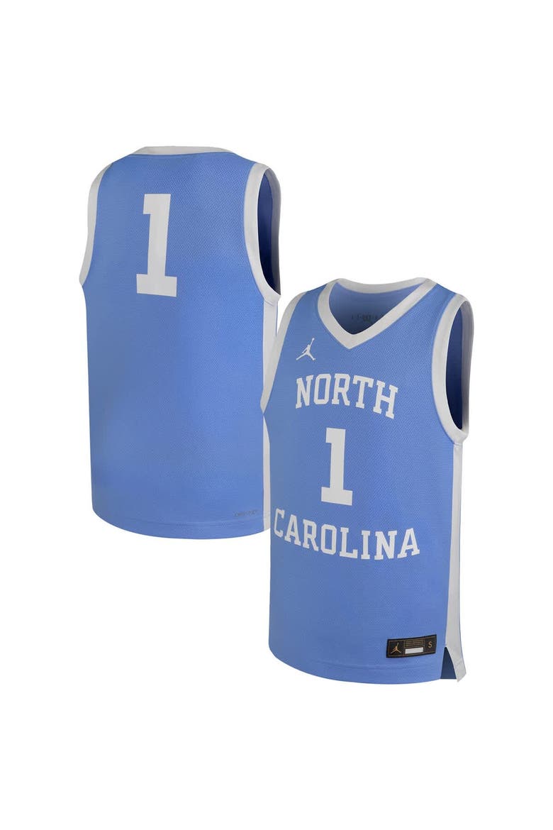 Youth Jordan Brand Carolina Blue North Carolina Tar Heels Replica Basketball Jersey, Main, color, Light Blue
