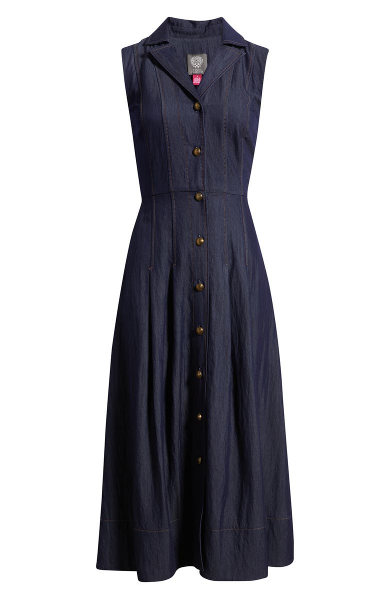 Vince Camuto Sleeveless Denim Midi Dress, Alternate, color, Denim
