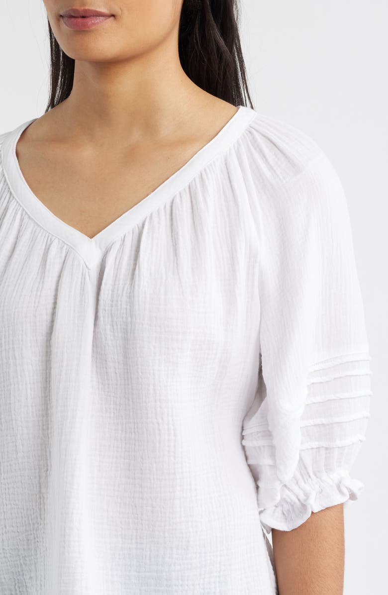 Two by Vince Camuto Cotton Gauze Puff Sleeve Top, Alternate, color, 