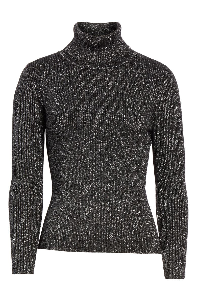 Robert Rodriguez Metallic Ribbed Turtleneck Sweater, Alternate, color,