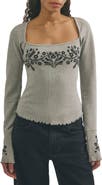 Free People Olivia Embroidered Long Sleeve Tee