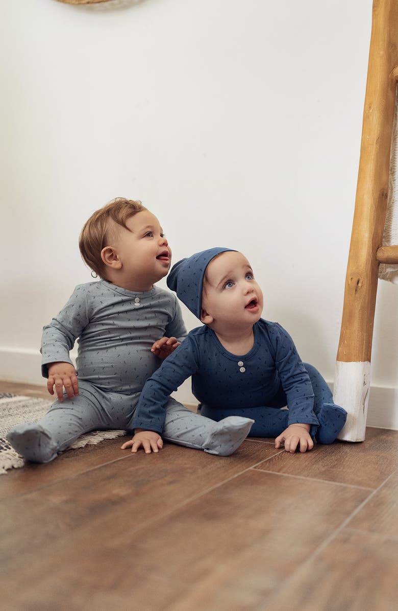 Manière Print Button Accent Footie, Alternate, color, White