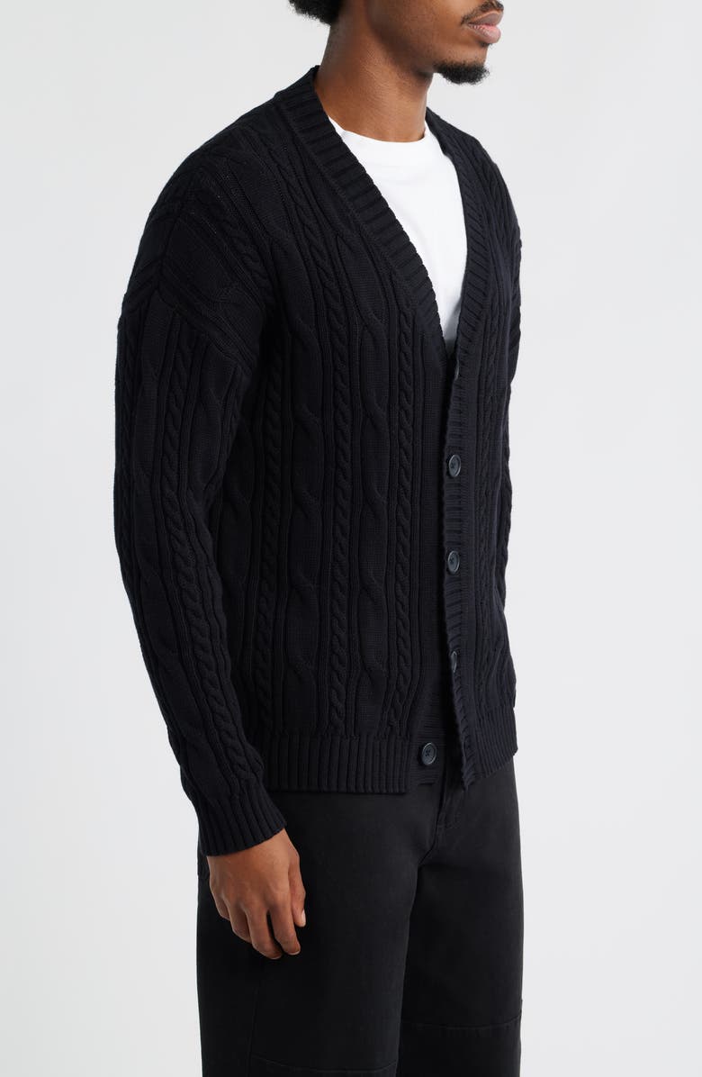 BP. Cable Cotton Cardigan, Alternate, color, Black