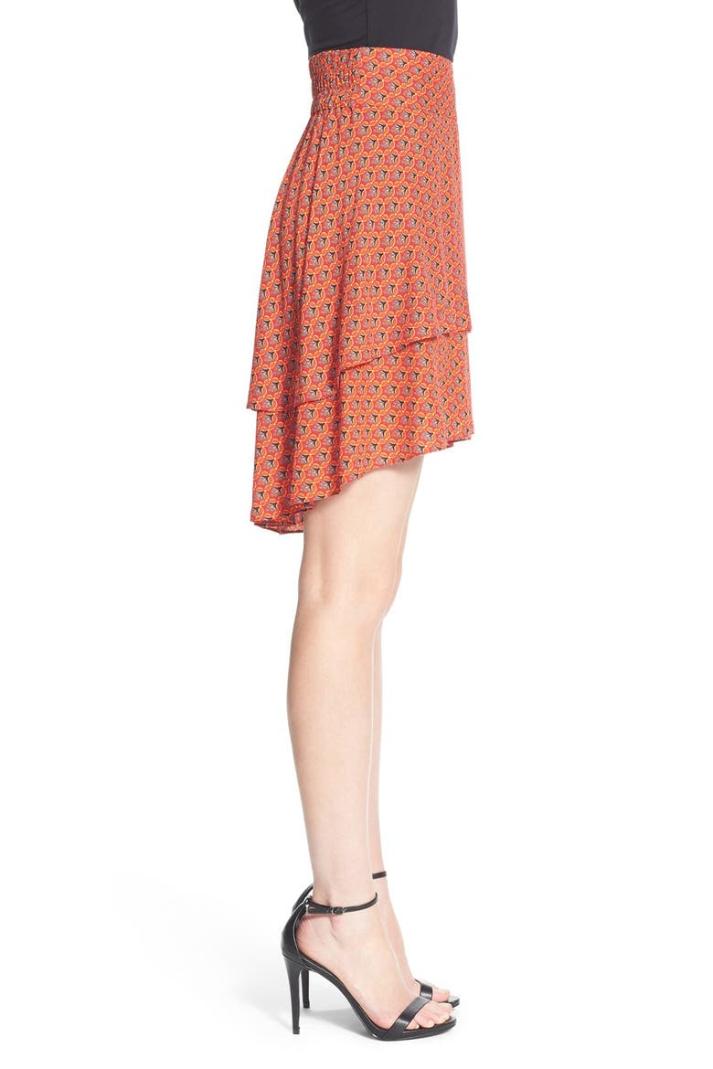 Tiered High/Low Skirt, Alternate, color, RED SALSA