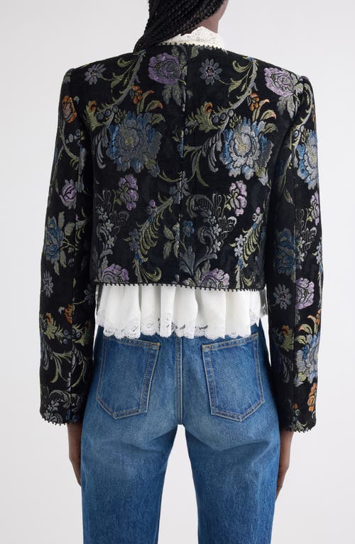 Chloé Floral Tapestry Jacquard Crop Jacket In Black