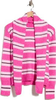 Madden Girl Striped Crewneck Sweater with Scarf