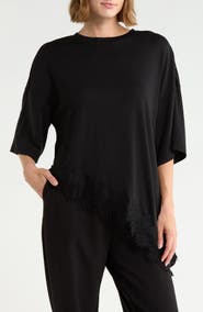 Renee C Lace Hem Assymetric Top