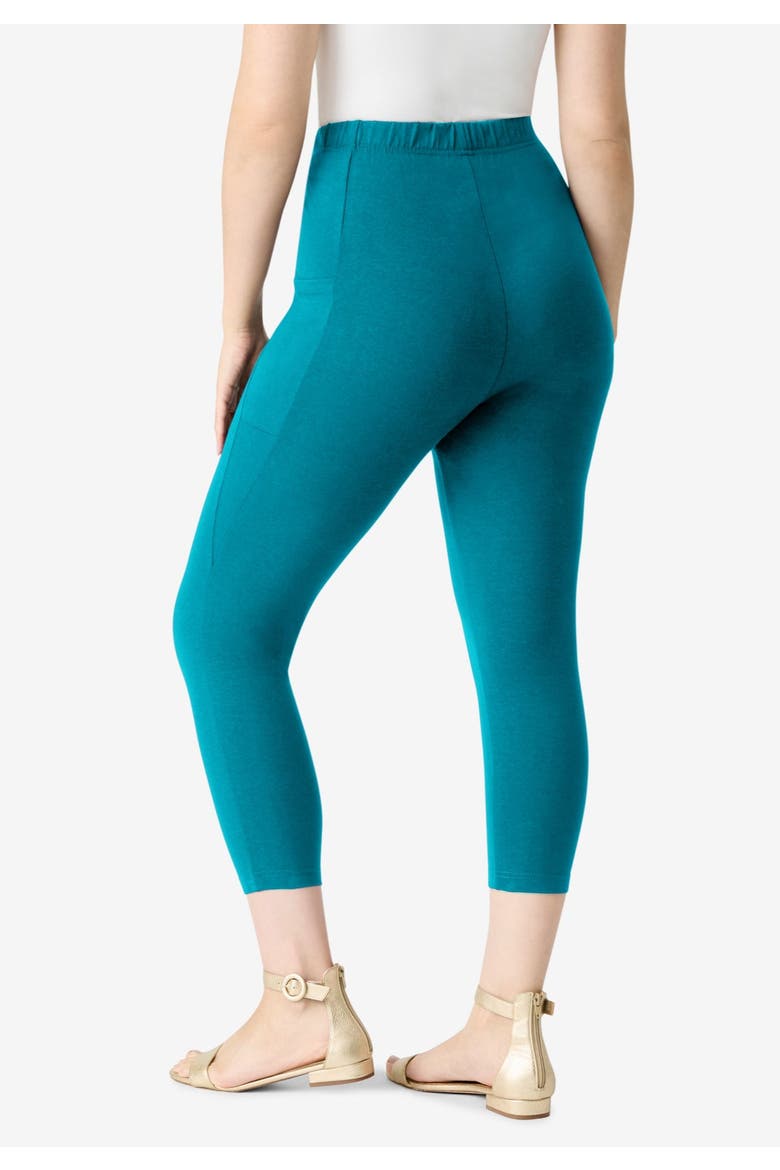 Side-Pocket Essential Capri Legging, Alternate, color, DEEP TURQUOISE