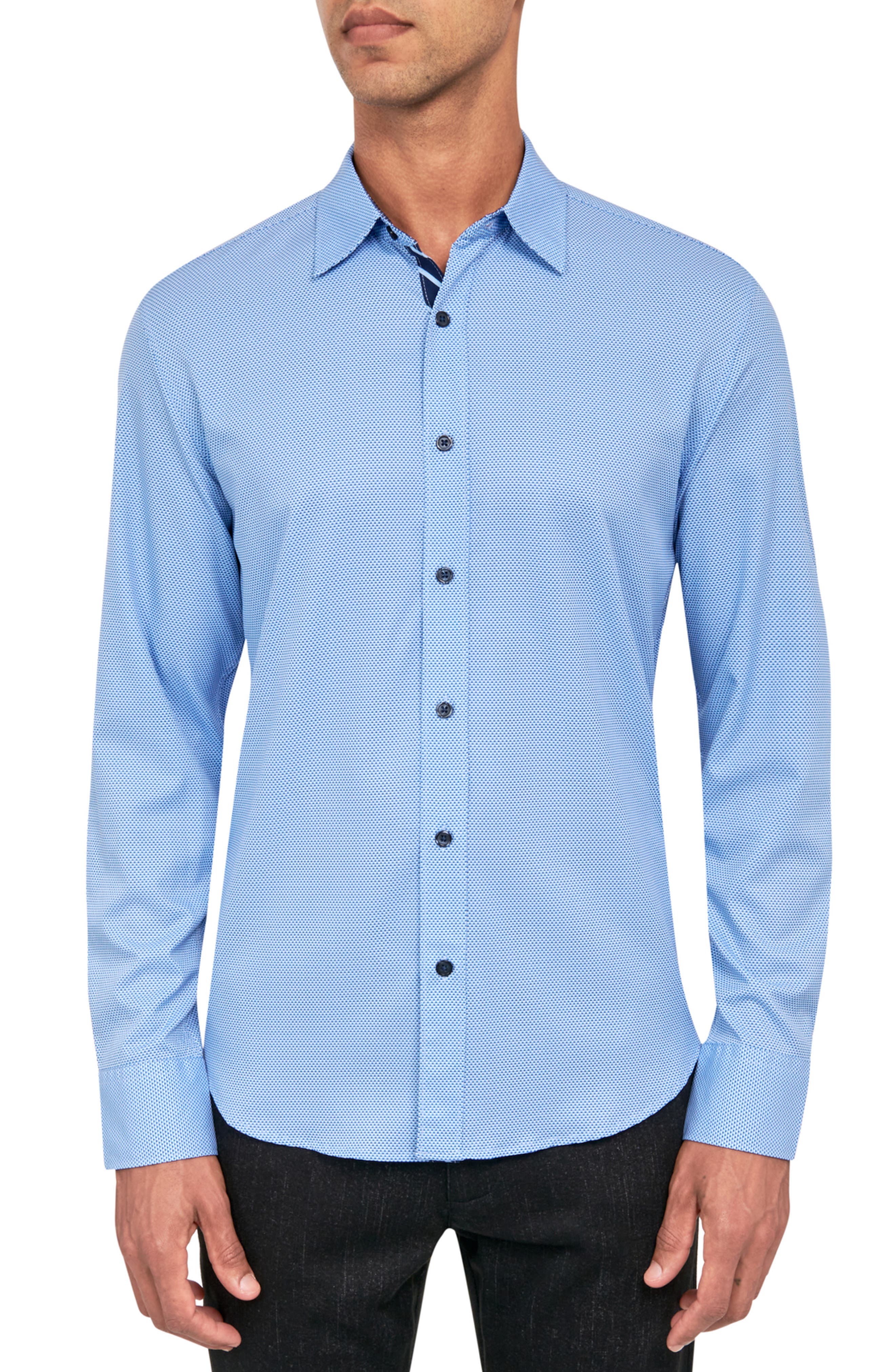 CONSTRUCT Micro Geometric Print Stretch Button-Up Shirt