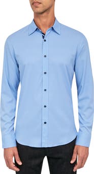 CONSTRUCT Micro Geometric Print Stretch Button-Up Shirt
