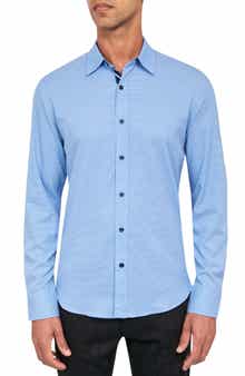 CONSTRUCT Micro Geometric Print Stretch Button-Up Shirt