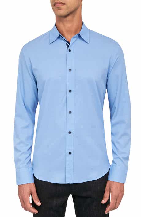 CONSTRUCT Micro Geometric Print Stretch Button-Up Shirt