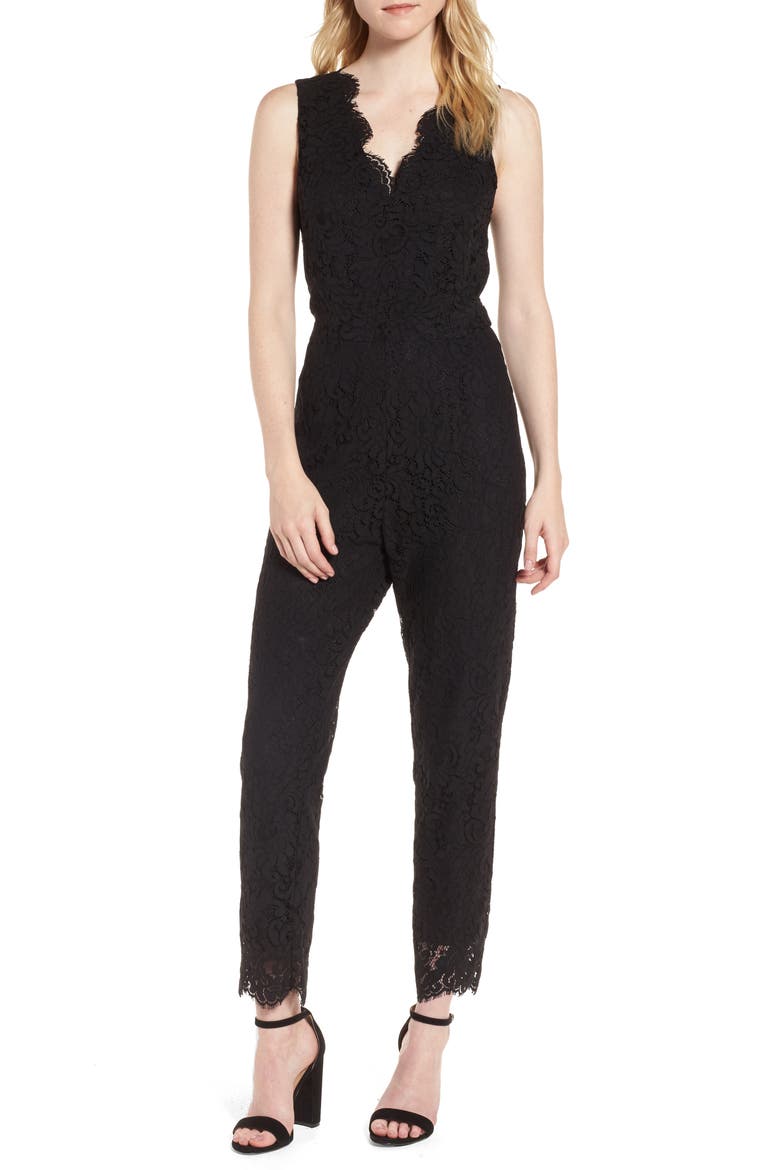 Evita Lace Jumpsuit, Main, color, BLACK