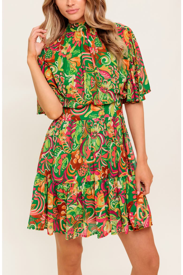 Print Minidress, Alternate, color, GREEN