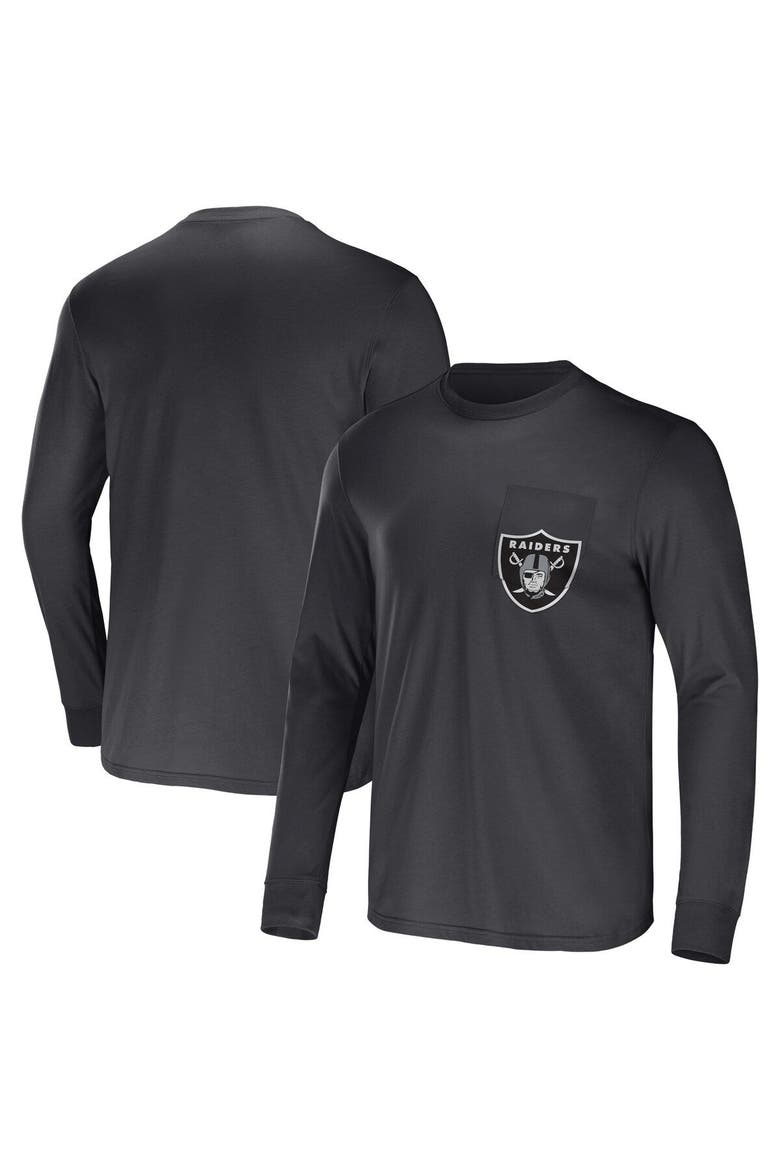 Men's NFL x Darius Rucker Collection by Fanatics Charcoal Las Vegas Raiders Team Long Sleeve Pocket T-Shirt, Main, color, Charcoal