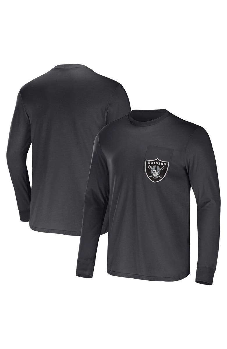 NFL X DARIUS RUCKER Men's NFL x Darius Rucker Collection by Fanatics Charcoal Las Vegas Raiders Team Long Sleeve Pocket T-Shirt, Main, color, Charcoal