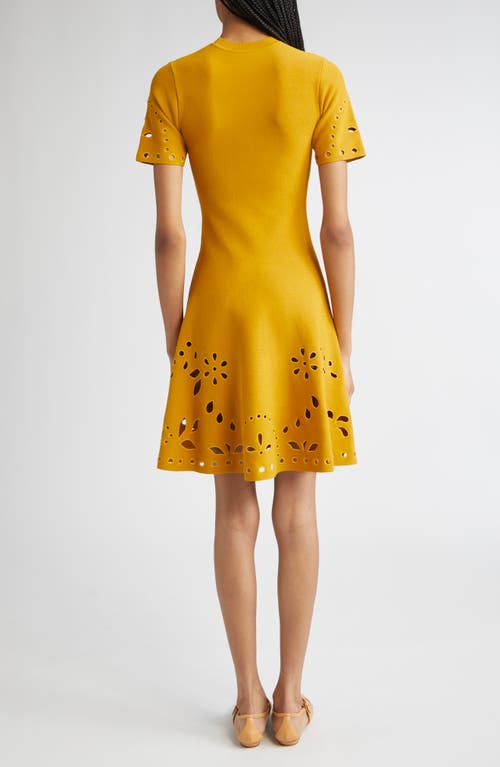 Ulla Johnson Fanna Eyelet Detail Knit Minidress In Yellow